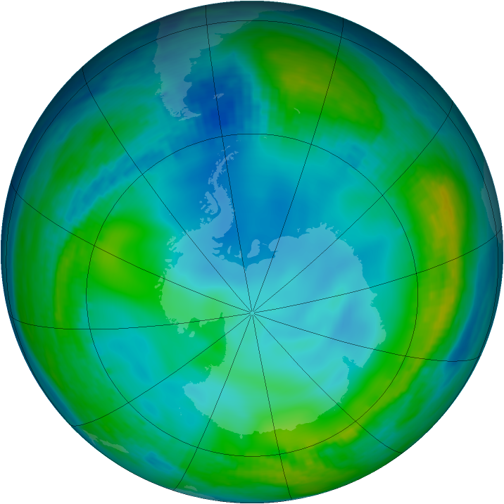 Antarctic ozone map for 10 June 1990